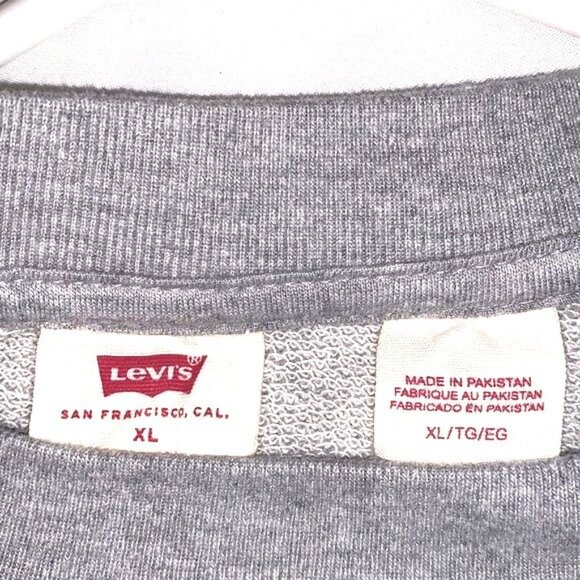 Levis Unisex Gray Crewneck Sweatshirt With Red Logo XL - Picture 3 of 7